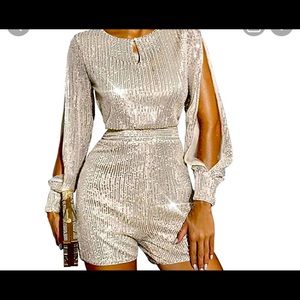 Women’s romper gold shimmer going out